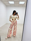 PANTALÓN FLUIDO HOJAS ROSA